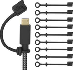 Cozy USB Caps for Micro USB Cable & Apple Charging Cables/Tether with Dust Protection, Protects During Travel, Portable, Designed (Lightning/Micro USB - Black - 10 Pack)