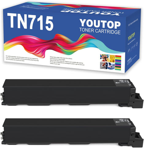 YOUTOP 2PK TN-715 TN715 (ACP8130) Black Toner Cartridge Compatible for Konica Minolta bizhub C750i