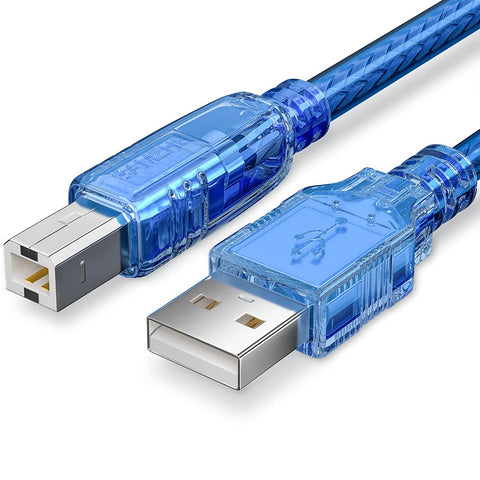 SAMZHE USB Printer Cable 15FT, USB 2.0 A to B Cable to Computer Multiple Shielding Scanners for Computers Type A Male to Type B Male Printer Cord for HP,Canon,Epson,Brother and More(Blue)