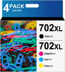 702 702XL Ink Cartridges Replacement for Epson T702 DURABrite Ultra to use with Workforce Pro WF-3720 WF-3730 WF-3733 Printer (1 Black, 1 Cyan, 1 Magenta, 1 Yellow)