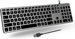 Macally Backlit Wired Keyboard for Mac - Quiet, Sleek, and Functional - 3 Brightness Levels, 107 Keys - 5ft USB Wired Apple Keyboard - Backlit Wired Keyboard for Mac, iMac, MacBook Pro/Air