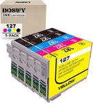 Doswy 5 Packs T127 Remanufacture Ink Cartridge Replacement for Epson 127 T127 use for Workforce 545 845 645 WF-3540 WF-3520 WF-7010 WF-7510 WF-7520 NX530 NX625 (2 Black 1 Cyan 1 Magenta 1 Yellow)