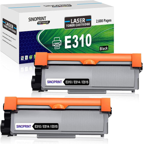 SINOPRINT E310 E310dw Toner Compatible Replacement for Dell E310dw E514dw E515dw E515dn E515 E514 PVTHG 593-BBKD P7RMX Wireless Monochrome Printer Ink, High Yield 2600 Pages (Black,2-Pack)