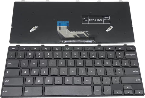 USA with Screwdriver: US Layout New Laptop Keyboard for Dell Chromebook: 11 3180 3181 3189 3380 Black with Frame and Power on Key