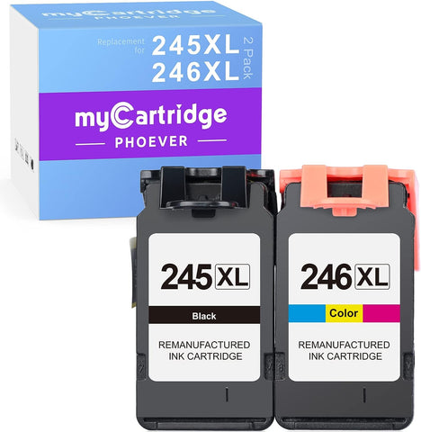 myCartridge PHOEVER Compatible Ink Cartridge Replacement for Canon 245XL 246XL for Canon Pixma MX490 MX492 MG2522 MG2520 TS3122 MG3020 IP2820 Printer Ink Cartridges (1 Black, 1 Color)