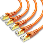 CAT 8 Ethernet Cable Shielded SFTP Internet Network Patch Cord, Heavy Duty High Speed LAN Cables w Gold Plated RJ45 Connector Professional for Router, Modem, Gaming, Xbox (3 Feet, 5 Pack Orange)