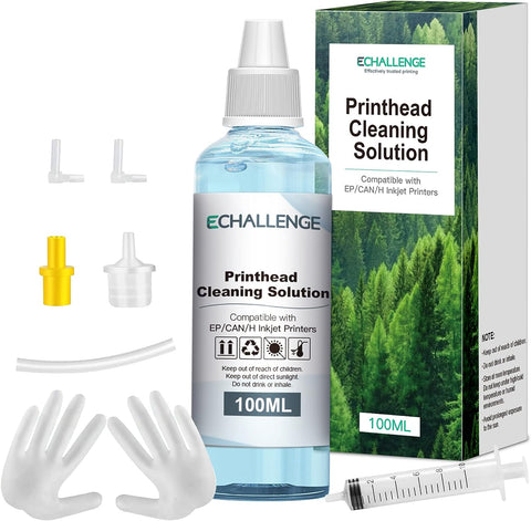 ECHALLENGE Printer Head Cleaning Kit Inkjet Printer Head Cleaner 1 Pack Compatible for HP Brother Canon 8600 8610 6700 6900 Epson et-2720 et-2750 WF-7710 Liquid Printers Nozzle (Cyan, 100ML)