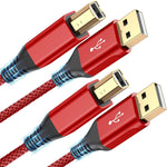 sweguard Printer Cable 10ft, USB 2.0 Type A Male to B Male Printer Scanner Cord High Speed Compatible with HP, Canon, Dell, Epson, Lexmark, Xerox, Samsung and More -Red