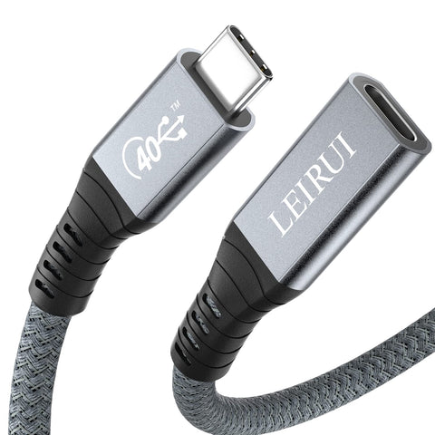 LEIRUI USB 4 Extension Cable 1.64ft USB C Extension Cable Support PD 100W, 40Gbps, 8K@60Hz Video Display, Compatible with Thunderbolt 4/3 All USB C Devices, MacBook, eGpu, Hub