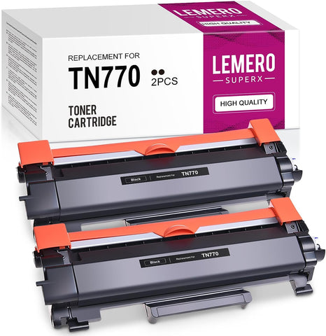 LemeroSuperx Compatible Toner Cartridge Replacement for Brother TN770 TN-770 TN730 Work for MFC-L2750DW HL-L2370DW MFC-L2750DWXL HL-L2370DWXL (Black, 2 Pack)