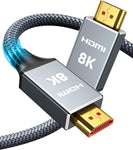 Capshi 8K HDMI Cables 10 ft, High Speed 48Gbps HDMI Cable 2.1, 8K@60HZ, 4K@120HZ, 2K@240HZ HDCP 2.2&2.3, HDR, Ethernet- 28AWG Braided HDMI Cord- eARC Compatible UHD TV, Blu-ray, PS4, PS3, PC