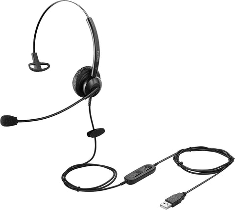 Sinseng USB Telephone Headset with Noise Cancelling Microphone for PC, Computer Headphones with Audio Control for Call Center Office, Softphone Headsets for Conference Calls Online Courses
