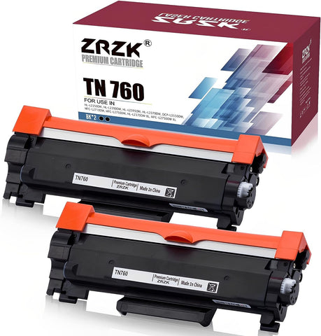 ZRZK TN760 Compatible Toner Cartridge Replacement for Brother TN-760 TN730 to Use with HL-L2350DW, HL-L2390DW, HL-L2395DW, MFC-L2710DW, HL-L2370DW XL, MFC-L2750DW XL Printer (Black, 2 Pack)