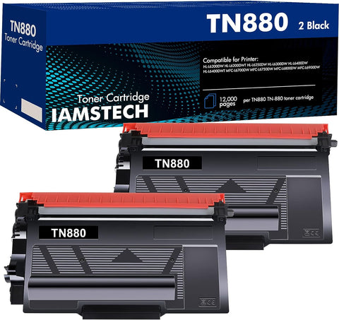 iamstech TN880 TN-880 Replacement for Brother Super High Yield Toner Cartridge HL-L6200DW L6200DWT L6400DW L6400DWT L6250DW L6300DW MFC-L6700DW L6800DW L6900DW L6750DW Printer 2 Pack Black