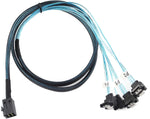 Internal HD Mini SAS (SFF-8643 Host) - 4X SATA 90 Degree (Target) Cable, SFF-8643 to 4X SATA Cable, SFF-8643 for Controller, 4 Sata Connect to Hard Drive