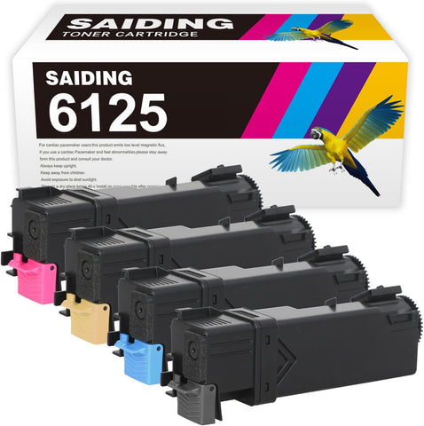 SAIDING Compatible Toner Cartridge Replacement for 6125 106R01331 106R01332 106R01333 106R01334 for Xerox Phaser 6125 Printer (4 Pack)