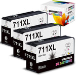 Miss Deer 711XL Black Designjet Ink Cartridge (CZ133A),Work for HP DesignJet T120 24-in Printer HP DesignJet T520 24-in Printer HP DesignJet T520 36-in PrinterHP DesignJet,3 Pack,80-ml