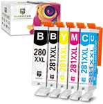 BINKSYLER 280XXL 281XXL Ink Cartridges Replacement for Canon 280 281,Canon PGI-280 XXL CLI-281 XXL for Canon PIXMA TR8520 TR8620 TR7520 TS6220 TS9520 TS9521C TS6320 Printer,5 Pack (PGBK,BK,C,M,Y)