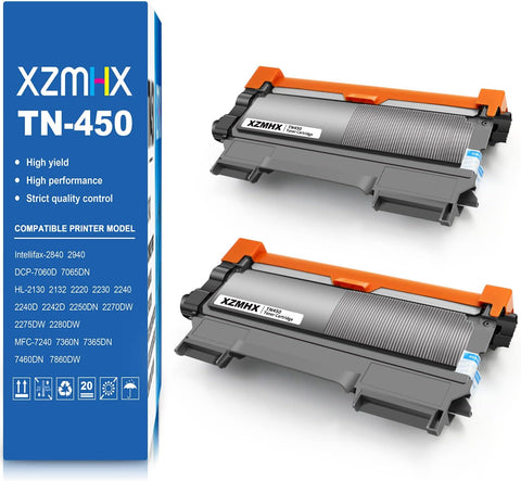 XZMHX TN420 TN450 TN-420 TN-450 Replacement Toner Cartridge Compatible for Brother HL-2280DW HL-2240 HL-2242D HL-2270DW MFC-7360N MFC-7860DW DCP-7060D DCP-7065DN Intellifax 2840 2940 (2 Pack)