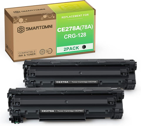 S SMARTOMNI Compatible 78A CRG-128 Toner Cartridge Replacement for HP CE278A Canon 128 for HP P1606dn P1600 M1536dnf Canon D530 D550 LBP6230dw LBP6200d MF4890dw MF4880dw MF4450 Printer, 2 Packs