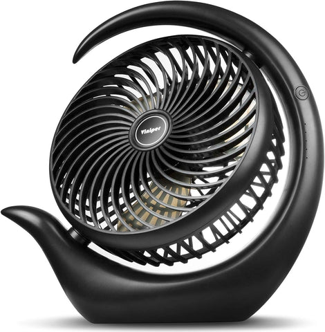 Viniper 8.7 inch Portable Rechargeable Fan, Small Table Fan : 180 Rotation and 3 Speeds Strong Wind Quiet Desk Fan, Long Working Hours for Home Outdoor (Black, Light Black Blade)