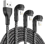 3Pack 90 Degree iPhone Charger 10ft, Apple MFi Certified 10 Feet Lightning Cord Long, Nylon Right Angle 10 Foot Apple iPhone Charging Cable for Apple iPhone 13/12/11/11Pro/11Max/XS/XR /8/7/6S/SE/6/5