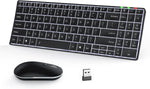 Wireless Rechargeable Keyboard and Mouse Combo Backlit, SURPAO Illuminated Ergonomic Keyboard and Mouse Set, 2.4G Ultra-Thin Portable Silent Keyboard Mouse for Computer/Laptops/Windows/Smart TV, Black