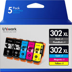 302XL Ink Cartridge - Uniwork Replacement for Epson 302XL Printer Ink Cartridges, 302XL 302 XL T302XL T302 to use with Expression Premium XP-6000 XP6000 XP-6100 Printer (PBK/BK/C/M/Y, 5 Pack)