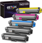 RETCH Compatible Toner Cartridge TN221 Replacement for Brother TN-221 TN225 TN-225 Black and Color, for HL-3140CW 3170CDW 3180CDW MFC 9130CW Printer(2 Black, 1 Cyan, 1 Magenta, 1 Yellow, 5 Pack)