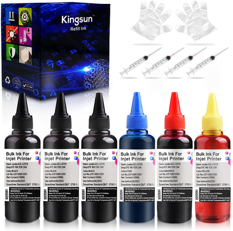 KSUMEI Refill Ink Kit for Canon Inkjet Printer Cartridge Replacement for 250 251 270 271 225 226 1200 2200 PG245 CL246 PG210 with Syringes Each Bottles 100ML(3BK,C,M,Y)