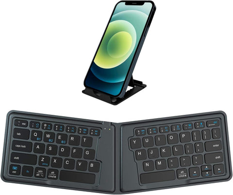 Samsers Multi-Device Bluetooth Keyboard Portable Rechargeable Wireless Keyboard with Stand Holder, Ultra Slim Ergonomic Folding Keyboard BT 5.1 for OS iOS Android Windows Cellphone Tablet Laptop Mac