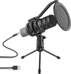 ZINGYOU USB Microphone Computer Mic for Gaming Podcasting Recording Vocals Singing 192kHz/24Bit Compatible with Windows macOS Laptop Plug & Play, ZY-UD1 Gray