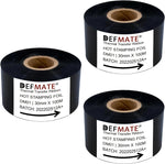 DEFMATE 3 Rolls 30mm x 100m Black Hot Stamping Foil Thermal Transfer Ribbon Resin for Coder Printer Machine, Black Color Ribbon for Coding Machine