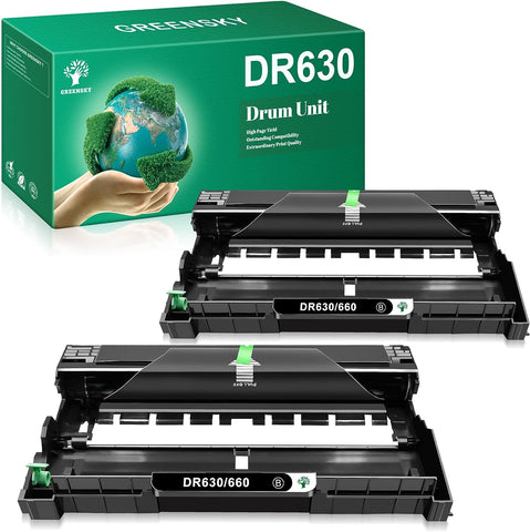 GREENSKY Compatible DR630 Drum Unit Replacement for Brother DR630 DR-630 Compatible with HL-L2300D HL-L2340DW HL-L2360DW HL-L2380DW DCP-L2540DW DCP-L2540DW MFC-L2705DW Series Printer (Black, 2-Pack)