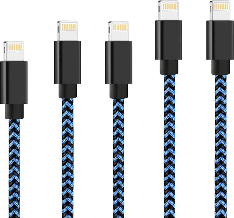 [MFi Certified] Long iPhone Charger 5Pack 3/6/6/10/10 FT Nylon Braided Fast Charging Lighting Cable Compatible i Phone14 13 mini/13/12/11 Pro MAX/XR/XS/8/7/Plus/6S/SE