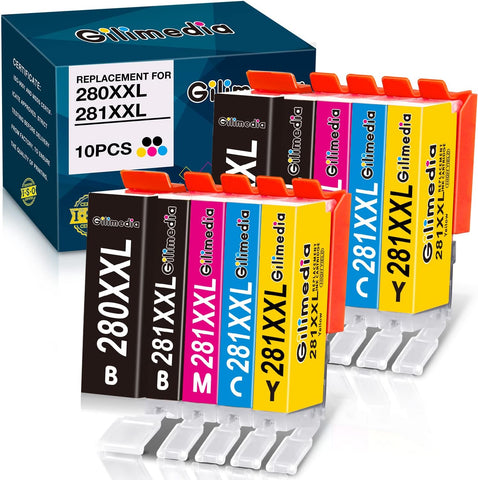 GILIMEDIA 280 281 Ink XXL Compatible Replacement for Canon 280 281 Ink Cartridge Work for Pixma TR8620 TR8620a TR8520 TR8622 TR7520 TS6320 TS6120 TS6220 TR8600 TR8500 Printer, 10-Pack