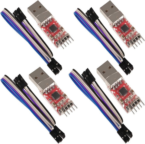 Aoicrie 4PCS CP2102 USB 2.0 to TTL Module Serial Converter Adapter Module USB to TTL Downloader with Jumper Wires, for UART STC 3.3V and 5V