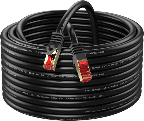 Abireiv Cat6 Outdoor Ethernet Cable 150ft,Outdoor Shielded Grounded UV Resistant Waterproof Buried-able Network Cord Compatible for Ca6/Cat5/Cat5e,for Game,Router,LAN,TV