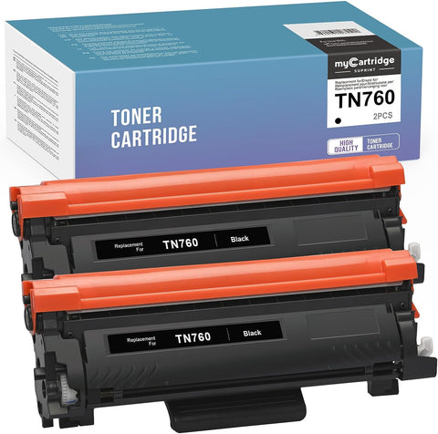 MYCARTRIDGE SUPRINT TN760 Compatible Toner Cartridge Replacement for Brother TN760 TN-760 TN730 High Yield Black Toner for HL-L2350DW MFC-L2750DW DCP-L2550DW HL-L2370DW Printer 2-Pack TN-760 Toner