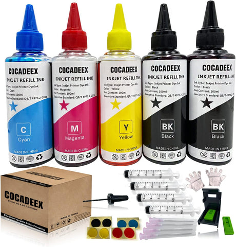 COCADEEX Refill Dye Ink Bottle Compatible with 60 or 60XL Ink Cartridge,for Deskjet D1660 D1663 D2500 D2530 D2566 D2645 D2660 D2680 Photosmart C4600 C4610 C4683 C4685 C4700 C4783 C4799 Printer