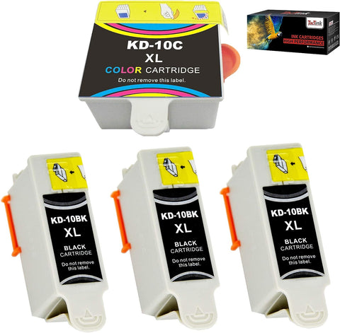 TacTink Compatible Kodak 10B 10C Combo Ink Cartridges Replacement for Kodak 10 XL to Use with Kodak ESP3250 ESP5250 EasyShare5100 5300 5500 ESP3 ESP5 ESP7 ESP9 Hero 7.1 9.1 Printers (3 Black, 1 Color)