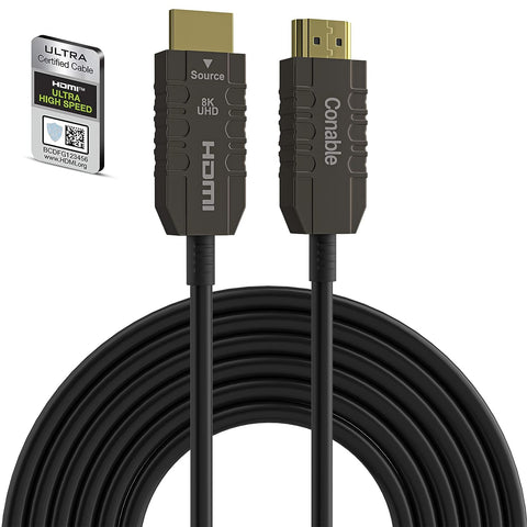 Certified 8K Fiber Optic HDMI Cable 35FT, Real HDMI 2.1 Cable, Ultra HD, 48Gbps, Supports 8K@60Hz, 4K@120Hz, 2K@144Hz, HDR, HDCP 2.2&2.3, Dolby, eARC for Xbox, Series X, Laptop, Switch, PS5, UHD TV