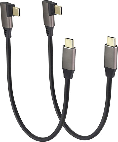 AAOTOKK 90 Degree USB 3.1 Type c to Type C Connector Cable 60W&3A Right Angled 3.1 USB Type C Male Extension Cable Supports Charging,Data,Audio,Video Cable for Laptop&Tablet&Mobile Phone.(0.3M/2Pack)