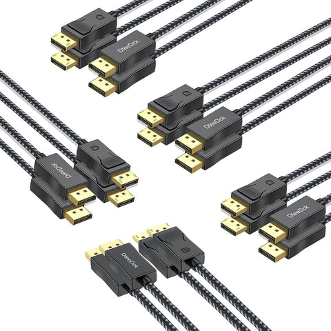 DteeDck Display Port Cable 6 ft 10Pack, DP DisplayPort Cable 1.2 [4K@60Hz, 2K@165Hz, 2K@144Hz] High Speed Cord for Monitor Compatible with Lenovo Dell HP ASUS