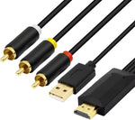 HDMI to RCA Converter Cable, HDMI to AV 3 RCA CVBs Composite Video Audio YOUCHENG for TV, LCD, Projector(1M)