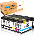 VIVIDRAW Compatible Ink Cartridge Replacement for Canon PGI-1200XL PGI-1200 XL 1200XL use with Maxify MB2320 MB2020 MB2350 MB2050 MB2120 MB2720 Printer (2 Black, 1 Cyan, 1 Magenta, 1 Yellow, 5 Pack)