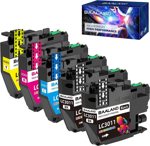 LC3011 Ink Cartridges 2BK/ C/M/Y Compatible Repalcement for Brother LC3011 LC3013 LC3011BK LC3013BK Ink Work with Brother MFC-J491DW MFC-J895DW MFC-J690DW MFC-J497DW Printer (5-Pack)