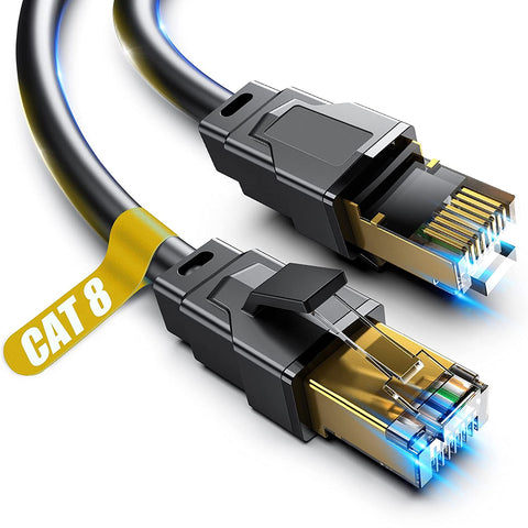 Cat 8 Ethernet Cable, 20ft Heavy Duty High Speed Internet Network Cable, Professional LAN Cable, 26AWG, 2000Mhz 40Gbps with Gold Plated RJ45 Connector, Shielded in Wall, Indoor&Outdoor