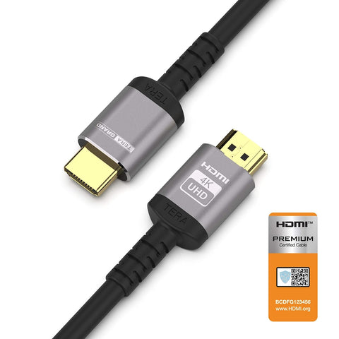 Tera Grand - Premium High Speed HDMI Certified 2.0 Cable with Aluminum housing, Supports 4K HDR Ultra HD 18 Gbps 4K 60Hz HDCP 2.2, 6 Feet