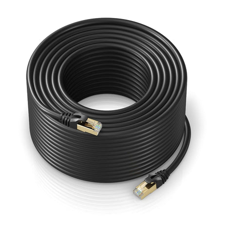 Cat 7 Ethernet Cable 250 ft - High-Speed Internet & Network LAN Patch Cable, RJ45 Connectors - [250ft / Black] - Perfect for Gaming, Streaming, and More!